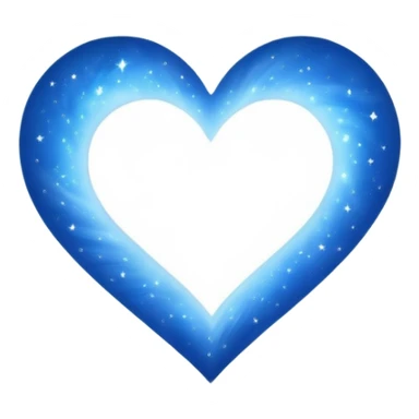Small white blue heart radiating white light surrounded by a big blue cosmic galaxy heart sticker