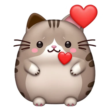 sad pusheen red heard sticker