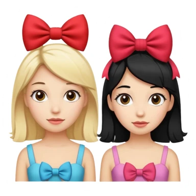 A blonde accompanied by her black-haired friend with a bow on her head sticker