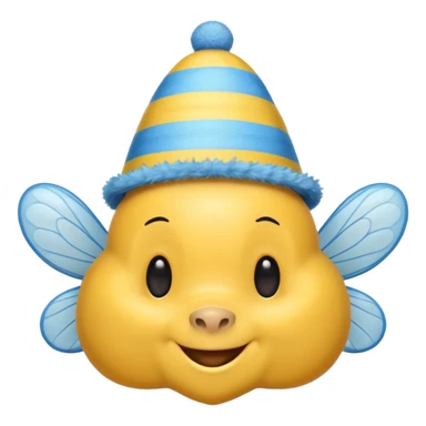 
Bees with blue Birthday Hat, Happy bee with striped party hat sticker