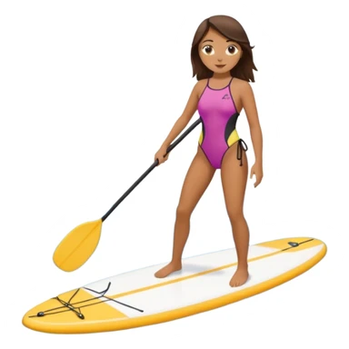Brunette girl and paddle boarding  sticker