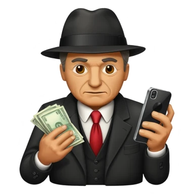 Mafia boss holding money and phone sticker