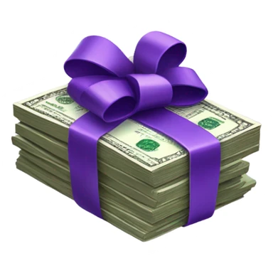 purple ribbon wrapped in money sticker