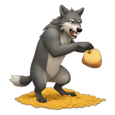 Un sanglier qui mange un loup sticker