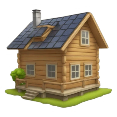 Wooden house with pv sticker