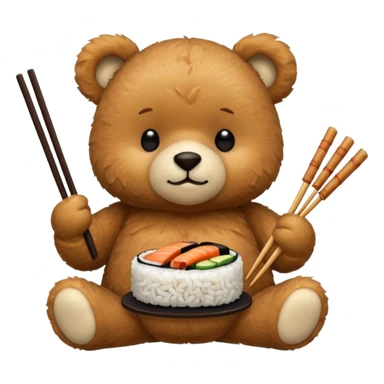 Teddy bear eating sushi  sticker