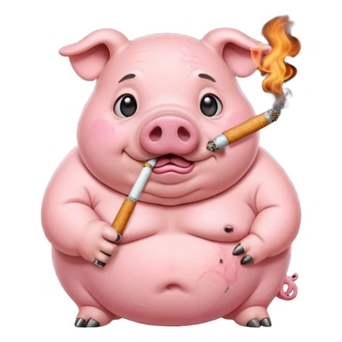 Fat pig with cigarette  sticker