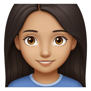 girl with olive brown complexion, dark long hair, brown eyes, subtle smile with no teeth, casual clothing sticker
