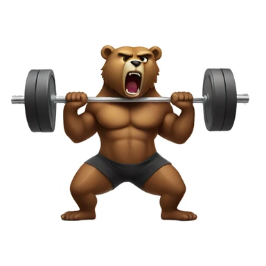 Angry bear lifting weights with barbell sticker