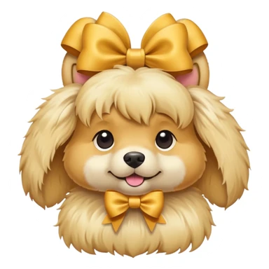a blonde dog with a bow in sticker