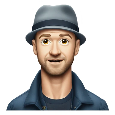 Justin Timberlake with a carrot for a nose sticker