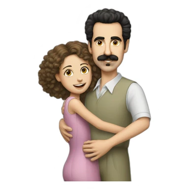 borat hugs caucasian girl sticker