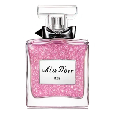 Miss Dior perfume with Victoria secret logo in a white bottle but pink glitter  sticker