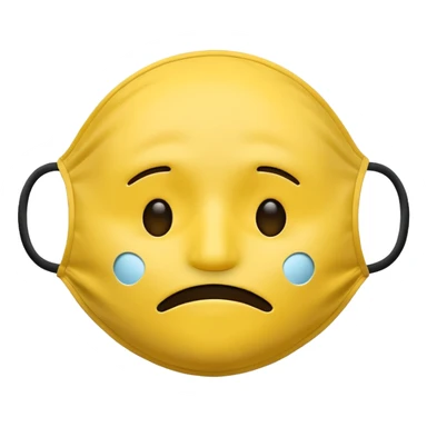 A sad face emoji coverd by a happy face mask sticker