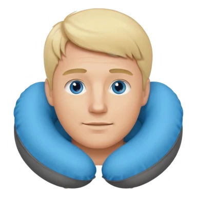 blonde man using travel neckpillow  sticker