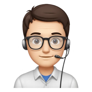 geek wearing square glasses with earpods  sticker