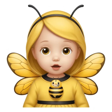 baby girl with pacifier dressed as a bee sticker