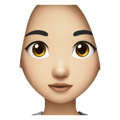 wasian girl with black hair and eyeliner from head to chest sticker