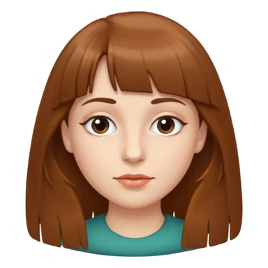 Tenho uma franja vegana, sombrancelha fina, um rosto oval e meu cabelo é grande e castanho sticker