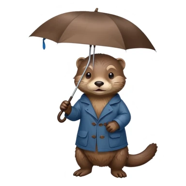 Loutre qui porte un parapluie dans sa main gauche  sticker