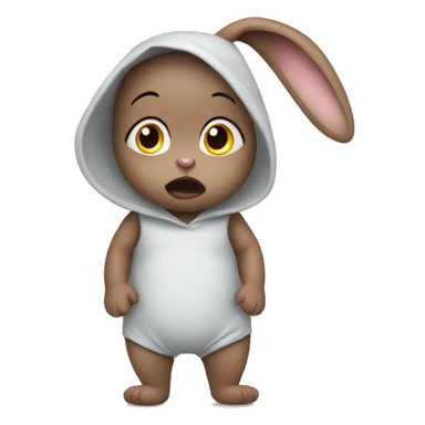 an anxious baby rabbit in  toddler leggings sticker