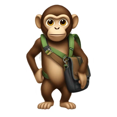 A monkey wearing a messenger bag sticker