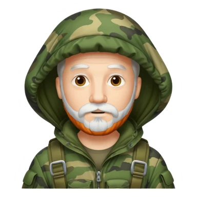 Man with a white beard wearing camouflage parachute sticker