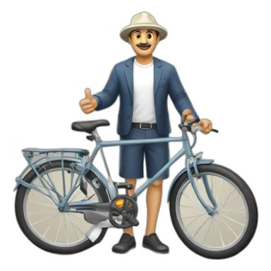 señor gordo blanco con gorra y bicicleta sticker
