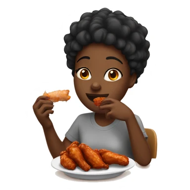 Black girl eating chicken wings sticker
