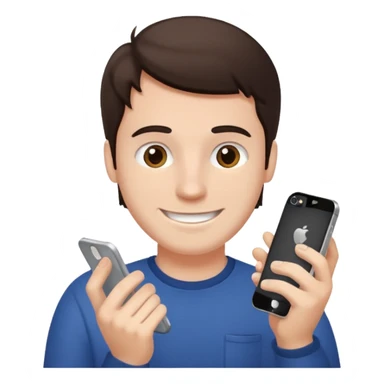 make a white guy with dark brown hair repairing an iphone happy sticker