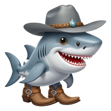 Shark wearing cowboy boots and hat sticker