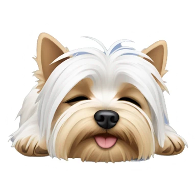 sleeping white Yorkshire Terrier sticker