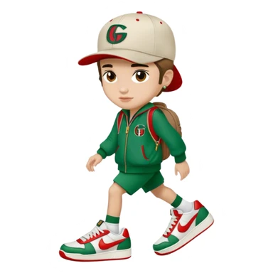 Teen weting gucci cap and has nike on sticker