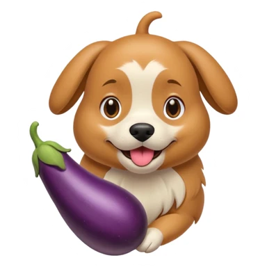 Perro tocando berenjena  sticker