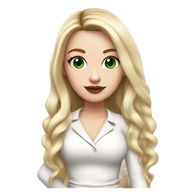 Realistic White girl with Long straight blonde hair, green eyes, tattoos, full body wearing white dress and pink knee-high leather boots, doing cute selfie pose sticker