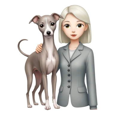 Chinese girl holding all grey Italian greyhound sticker