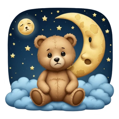 Sad Teddy bear looking at moon sticker