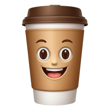 one coffe take away cup with coffee and a smiling mouth  sticker