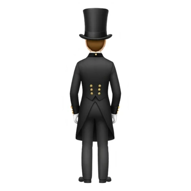 Victorian gentleman with a top hat, full body, standing, back view, emoji style sticker