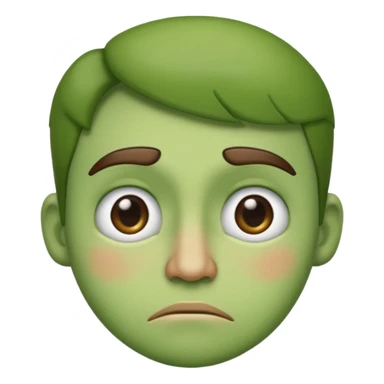 Can you make a green faced emoji giving a side eye with a frown. gelous sticker