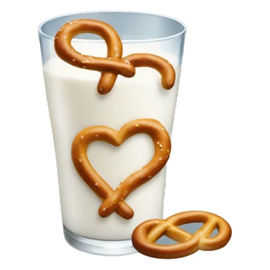 A glass of milk with a pretzel sticker
