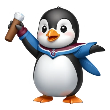 cute penguin rooting for colorado avalanche sticker