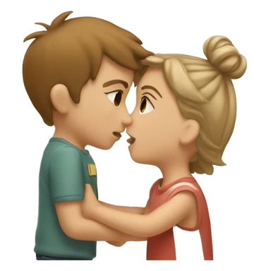 ￼ A girl kisses a boy sticker