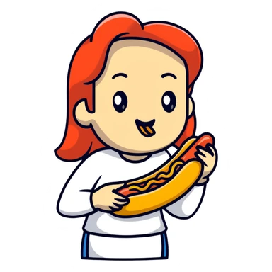 Woman with hotdog in mouth sticker