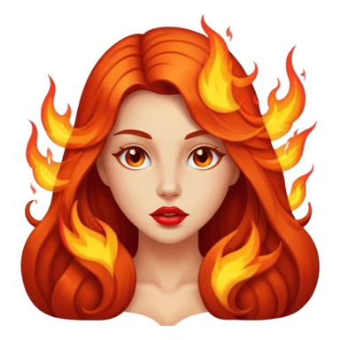Lady with long hair with fire on her lips sticker