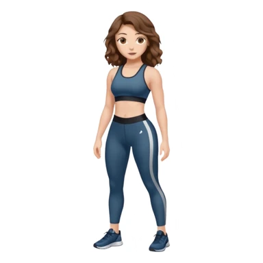 Girl with brown wavy hair, dream body ( small waist, wild hips and big glute) in gym suit  sticker