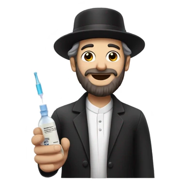 Orthodox Jew giving himself vaccine shot sticker