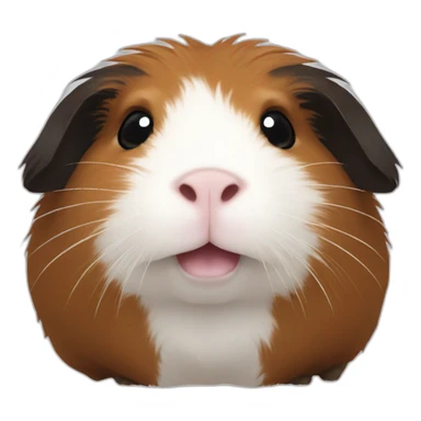 brown and black guinea pig with white fur under mouth sticker