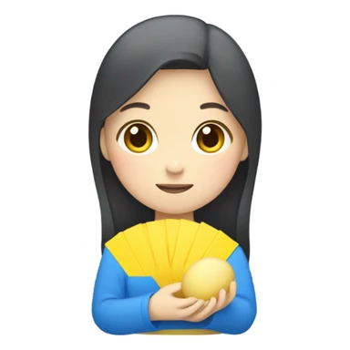 mochi in color of ukraine japanese girl holding it  sticker