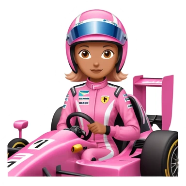woman riding f1 car pink sticker